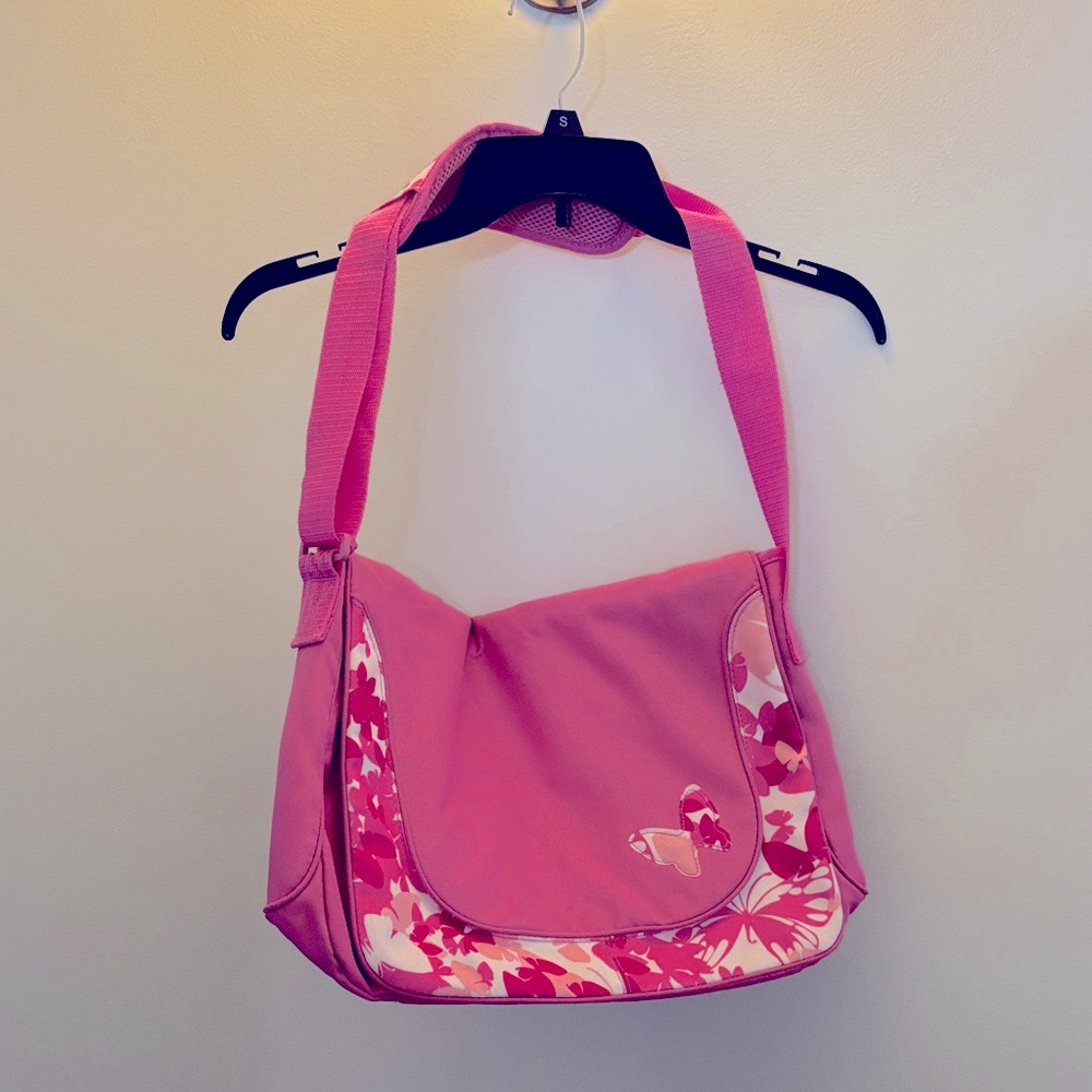 GAP Girls Pink Floral Butterfly Messenger Bag